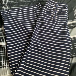Royal blue and white striped dress pants